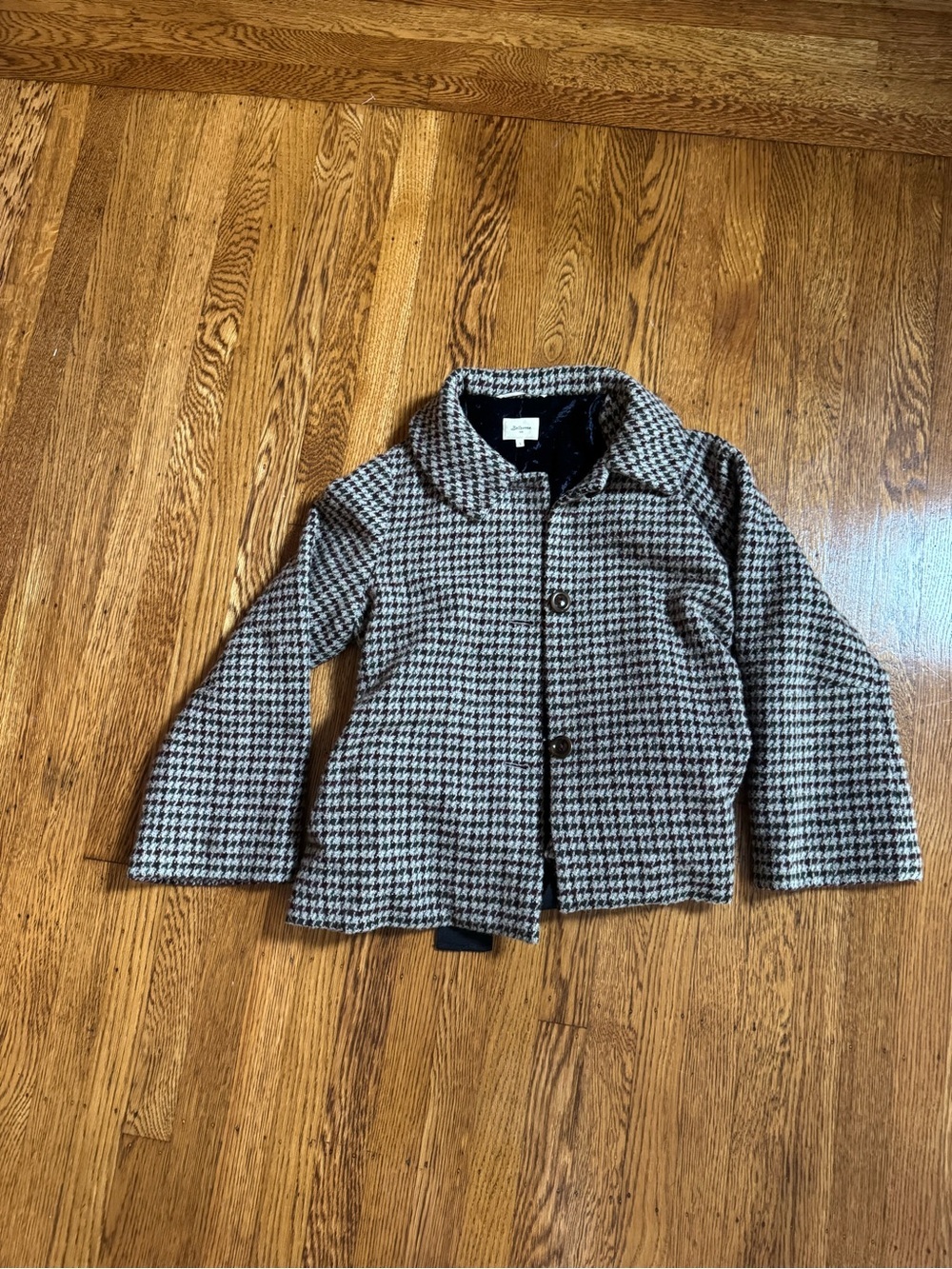 Bellerose Wool Houndstooth Cropped Bow Belt Jacket Coat Size 1